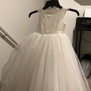 White flower girl dress